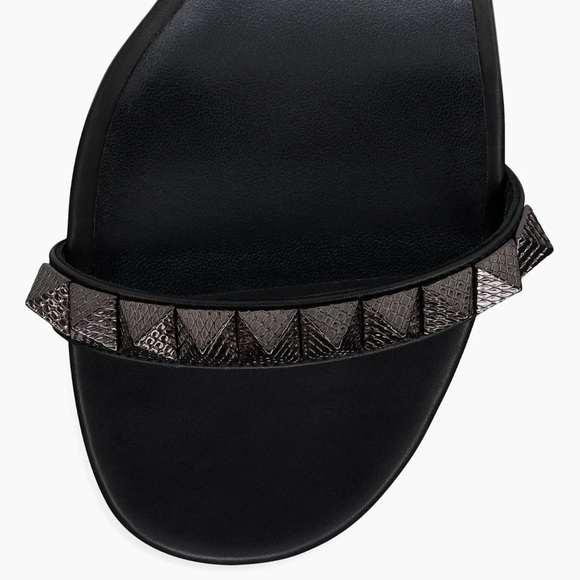 Christian Louboutin Pyrasand 30 Black Leather Block Heel Ankle Strap Sandal 35.5 - Picture 8 of 16